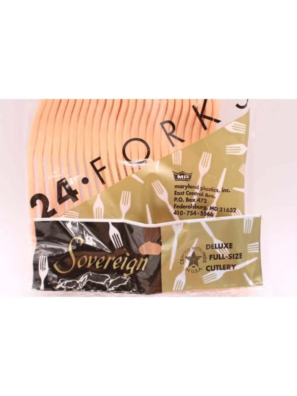 NEW 2pk Full-Size Plastic Forks Peach 24 Count Per Pack (48) Sovereign Deluxe